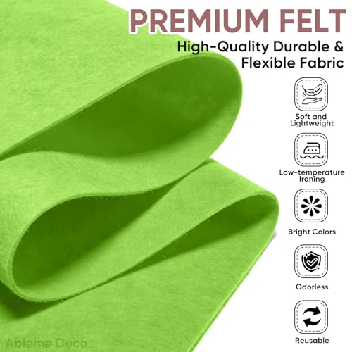 Image of Soft Felt Fabric Sheet 18 inch x 36 inch, 1.6mm Acrylic Craft Felt, Apple Green | Soft Thick Felt by The Yard, Large Precut Sheet, Nonwoven Fabric for Sewing DIY Crafts, Classroom & Home Decor