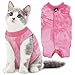 IECOii 猫 術後服 猫用リカバリースーツ 手術用 エリザベスカラーに代わり 舐め防止 ペット術後ウェア 皮膚保護 傷口保護 避妊 離乳 介護服 男女兼用 ピンク S