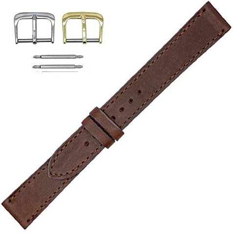 Made in The USA - Genuine Montana Leather – Flat Stitched Watch Strap Band - Factory Direct - Gold and Silver Buckles – Real Leather Creations