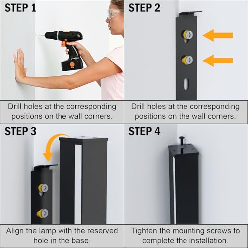 Aplique de pared de aluminio negro minimalista con diseño LED de esquina 7