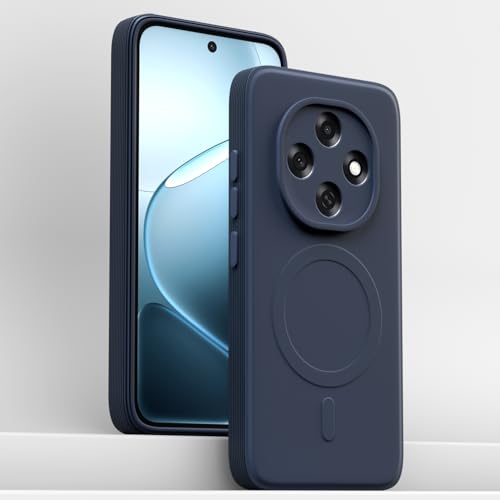Image of Outlouders Back Cover for Oppo F31 Pro Plus 5G Soft Matte Silicone Cover with Slim Fit | Mag-Safe Logo (Not Mag-Safe Compatible) | Shockproof | Camera Protection Bumper Case (Blue)