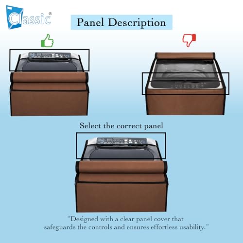 Image of Classic Top Load Washing Machine Cover Suitable For Whirlpool 360 Back Panel 8 Kg, 8.5 Kg, 9 Kg, 9.5 Kg, 10 Kg, Waterproof & Dustproof (66cmsX63cmsX106cms, Brown)