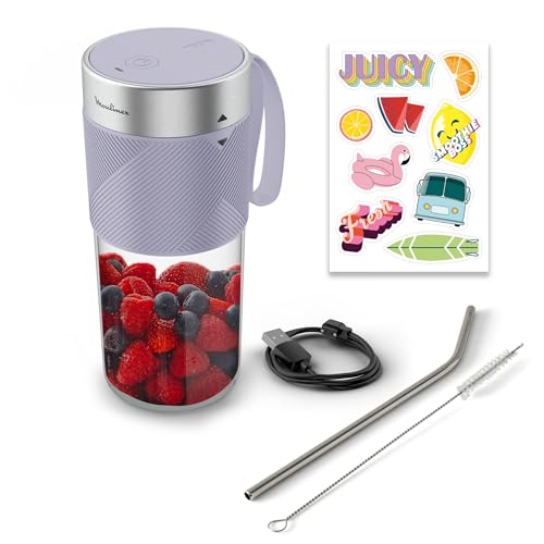 Moulinex Lightmix, Blender portable, 300ml, Puissant, Rechargeable, Lila clay, LM1CS6F0