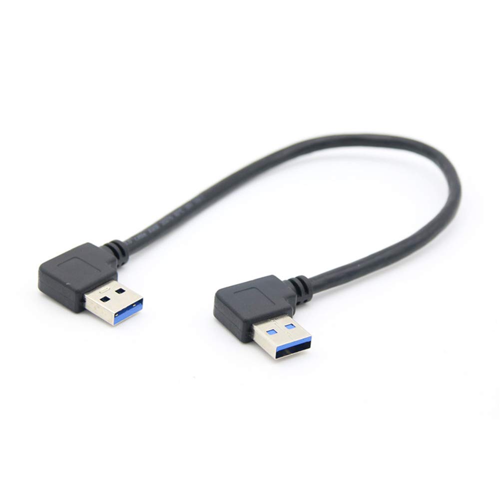 PovKeever5PCS USB 3.0 Type A Male 90 Degree Left Angled to USB 3.0 A Type Right Angled Extension Cable