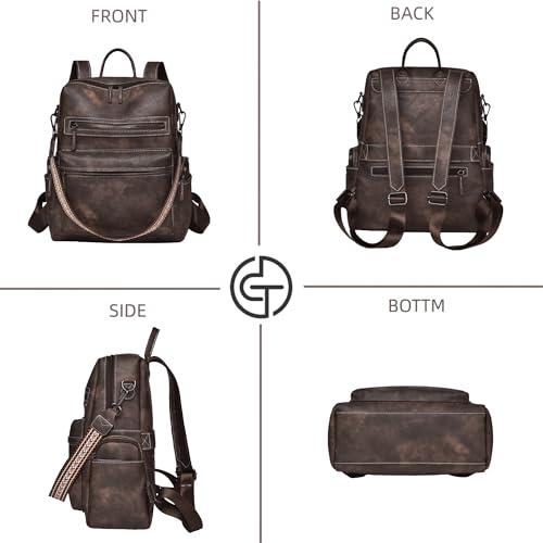 Image of Backpack Purse for Women Pu Leather Travel Backpack Fashion Designer Shoulder Bag Ladies Convertible Handbags (Light Coffee)