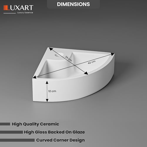 Image of LUXART Ceramic Wall Mount & Table Top Bathtroom Basin-16 x 16 x 5 Inc Glossy Finish Wall Hung & Countertop Designer Vessel Sink - Over counter Wash Basin For Hotel Home Living Room