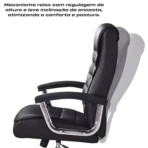 Cadeira De Escritório Presidente Executiva Diretor Premium Couro Estofada Mola Luxo