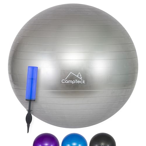 CampTeck U7290 Unisex Gymnastikball 65cm mit Handpumpe für Yoga, Fitness, Fitnessstudio, Pilates - Grau CampTeck U7290 Unisex Gymnastikball 65cm mit Handpumpe für Yoga, Fitness, Fitnessstudio, Pilates - Grau