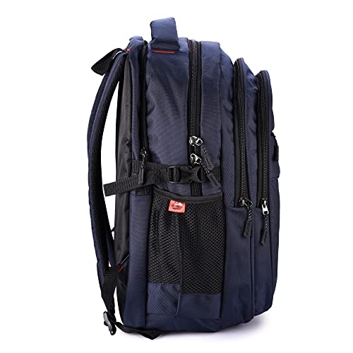 Image of Blue Color Design Five Zipper Laptop Backpack(SK02)
