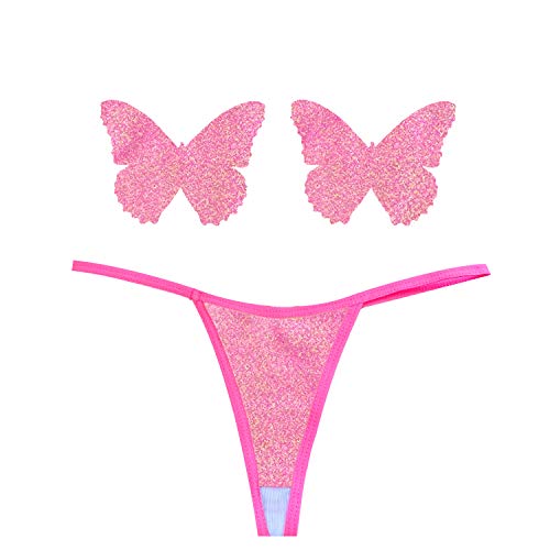 Neva Nude Naughty Knix G String with Matching Nipztix Pasties, Bella Rosa Pretty Iridescent Pink, One size