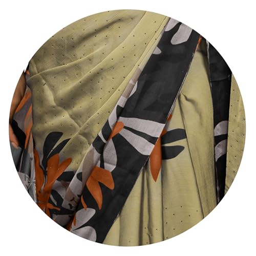 Image of MIRCHI FASHION Women Saree | Chiffon Rhinestone Embellished Floral Printed Office Sari with Blouse