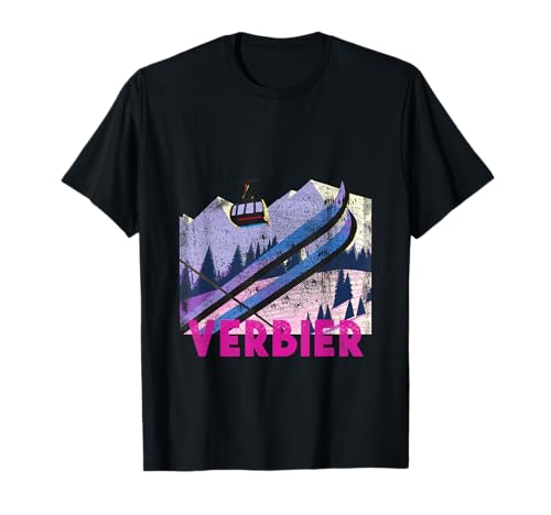 Verbier Ski - Vintage Style Verbier Skiing Vacation T-Shirt