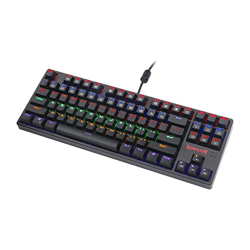 Redragon K576R Daksa Mechanical Gaming Keyboard Wired Usb Led Rainbow Backlit Compact Mechanical Gamers Keyboard 87 Keys For Pc Computer Laptop Blue Switches (Black) #TOP5