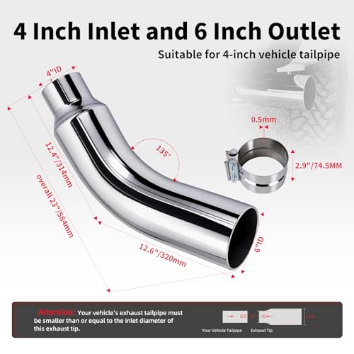 Exhaust Tip 4 to 6 Inch Elbow
