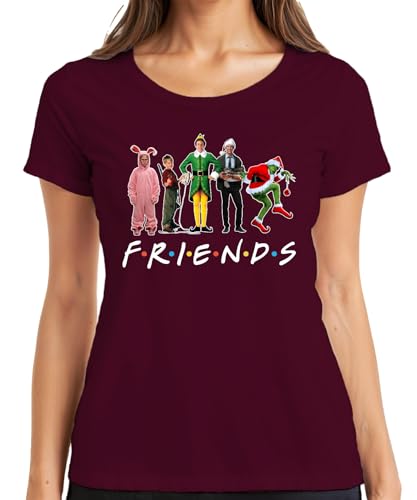 Friends Christmas Filme Grinch Buddy Der Weihnachtelf - Camiseta para mujer, granate, M
