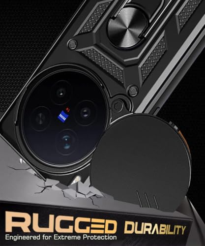 Image of WOW IMAGINE Tough Armor Bumper Mobile Back Case for Vivo X300 Pro 5G | Sliding Camera Cover | Shock Proof 360 Protection | Hybrid PC + TPU | Ring Holder with Kickstand - Black