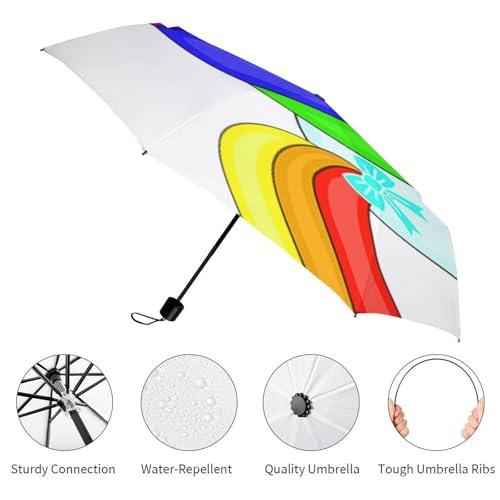 Parapluie coupe-vent et imperméable pliable motif licorne - 3