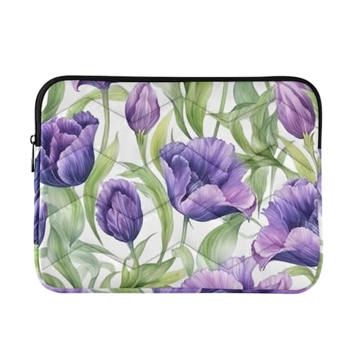 Funda para portátil 13-14 pulgadas color morado con tulipanes miniatura 1