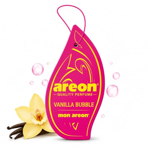 AREON MON MA29 Hanging Best Car Air Freshener Vanilla Bubble Scent, Paper Hanging Ornaments, Long Lasting Scent for Car or Home 12 Pack