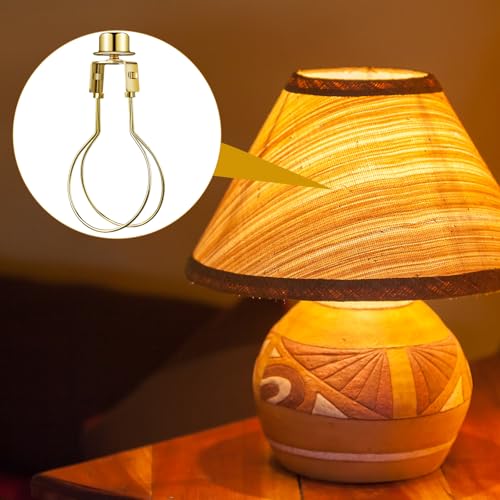 Image of Honoson 4 Pcs Bulb Lamp Shade Light Bulb Clip Adapter Includes Finial and Lampshade Levellers for Replacement (Golden)