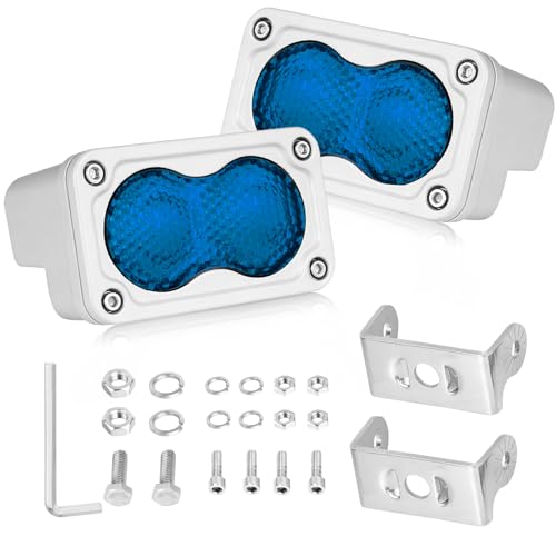 Image of Blue LED Pods Waterproof 3 Inch 40W CREE LED Marine Light Bars | IP68 Waterproof, High Intensity CREE LEDs, Diffused Flood Beam, White Housing Blue LED Pod lights for Truck Boat Fishing
