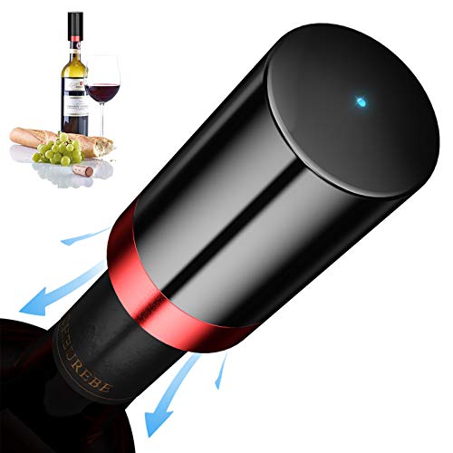 Quntis Electric Wine Bottle Stopper, Automatic Vacuum Wine Saver, Wine Bottle Plug with Silicone, Reusable Wine Corks, Decorative Wine Preserver, Bottle Sealer Keeps Wine Fresh, Best Gift Accessories