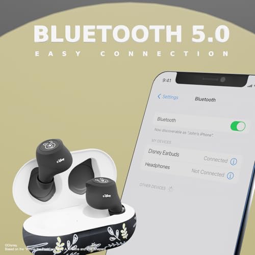 Disney Winnie The Pooh Bluetooth Earbuds w/Charging Case- Wireless Headphones w/Built-in Mic+ Up to 30 Hrs Playtime- Winnie The Pooh Gifts for Women, Men, All Fans of Winnie The Pooh Stuff