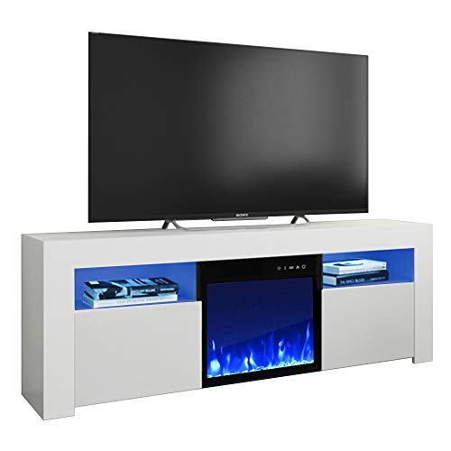 MEBLE FURNITURE & RUGS Milano 145EF Electric Fireplace Modern 58\" TV Stand