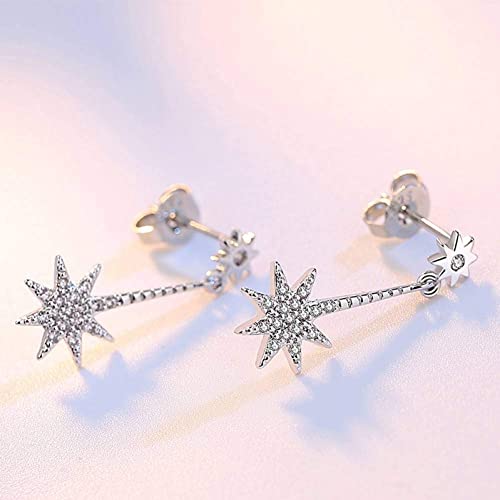 Pendientes de tuerca 925 de estrella con cristal para mujer 2