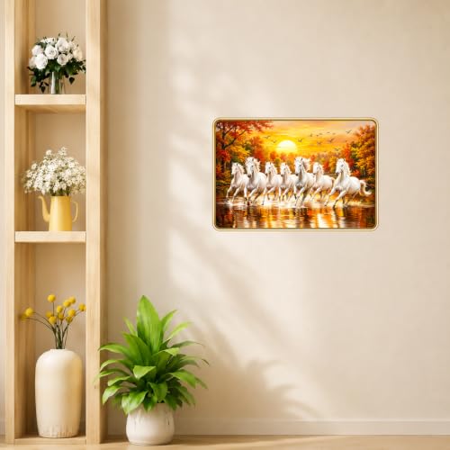Image of 7 Running Horses Vastu Photo Frame, 8x12 Inch