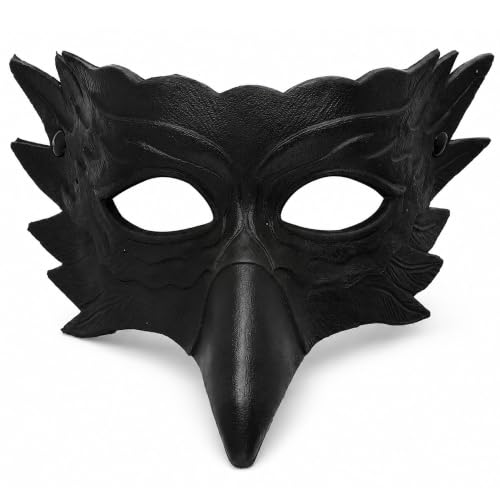 nezababy Halloween Crow Mask Eagle Raven Bird Half Face Masquerade Mask Animal Cosplay Costume Prop for Adult Men Women (Black)
