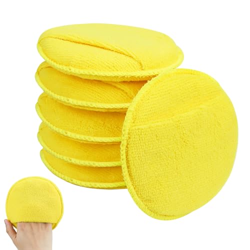 6 PCS Microfiber Wax Applicator Pads (Yellow)