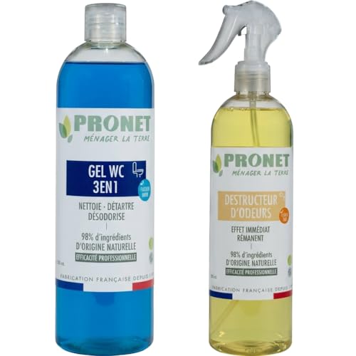 Destructeur odeur spray et gel WC PRONET Nature pour la fraîcheur des toilettes