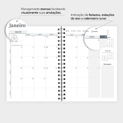 Agenda Planner Semanal 2024 Cores Spot Colors Grafite