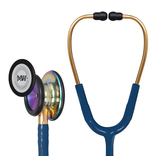 Image of MaiWieel-Classic Monitoring Stethoscope Professional Dual Head Caribbean Blue Stethoscopes For,Nurse,Doctor,Vet ,Home Medical ,EMT,Double-Sided Stainless Chestpiece,Flexible Tubing & Soft Sealing Eartips(Rainbow-Caribbean Blue)