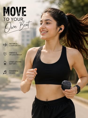 Image of Bluetooth 5.3 Wireless Earbuds with ENC Noise Cancellation, Premium Studio Sound, Smart Touch Control, Long Battery Life, Type-C Charging, Deep Bass TWS Earphones (Black)