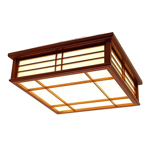 Plafonnier LED japonais en bois de 45cm pour illuminer chaleureusement votre salon de thé