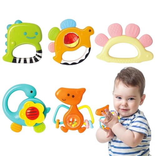 Juguete de dentición de bebé, teether con sonajero - Ráfaga colorido de colorido teether | Anillos de la dentición de juguete Aprendizaje sensorial para el cumpleaños Año Nuevo Pascua de Navidad