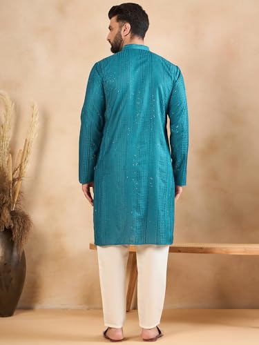 Image of Amazon Brand - Tavasya Men Linen Traditonal Regular Kurta
