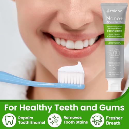 Image of 2-Pack Coconut Mint Oil Toothpaste, Refreshing Mint Flavor, Daily Toothpaste with Zinc Citrate, Fluoride-Free Formula, 4 oz*2