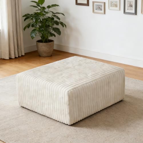 Modular Sectional Sofa Boneless Couches for Living Room L-Shape Sofa Couches Cloud Couch Sectional Comfy Corduroy Sofa with Deep Seat No Assembly Required (Beige 1 Ottoman)