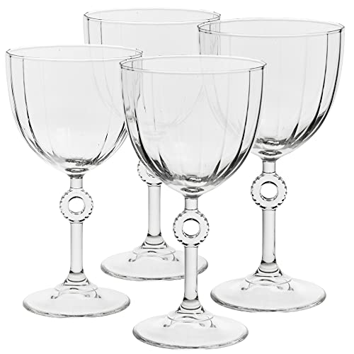 Queensway Home & Dining Set of 2 x 270ml Modern Wine Dessert Glasses Clear Glass Goblet Stemmed Base for Red White Wine Rosé Entertaining Drinkware… (4)