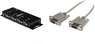 StarTech.com 4 Port USB to Serial RS232 Adapter - Wall Mount - Din Rail - COM Port Retention - FTDI USB to DB9 RS232 Hub (ICUSB2324I) & SCNM9FF25 Cross Wired DB9 Serial Null Modem Cable, F/F, 25-Feet