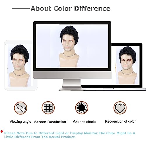 Beauty Flag Black Wigs For Men Short Layered Synthetic Male Guy Wig For Cosplay Costume And Daily Wear #TOP5