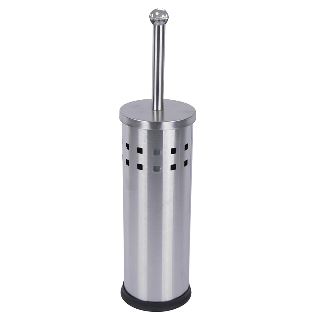 Abbey Toilet Bowl Brush and Holder for Bathroom (Closed, Stainless Steel)