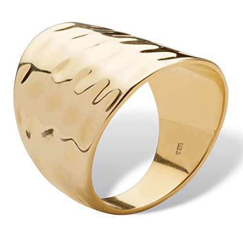 Palmbeach Jewelry Yellow Gold-Plated Sterling Silver Or Sterling Silver Hammered Dome Ring (5Mm) Size 8 #TOP1