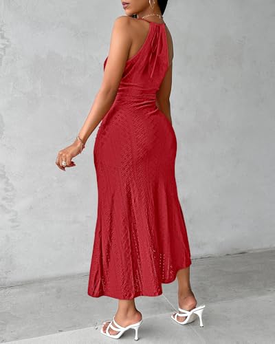 Image of CHICME Womens Summer Halter Dress Hollow Out A Line Vacation Dress