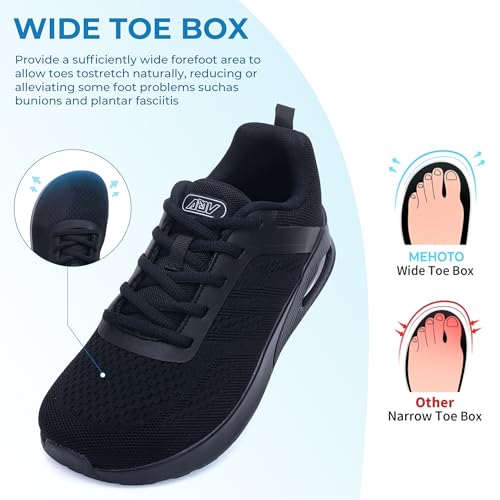 Image of MEHOTO Womens Wide Toe Box Shoes Walking Sneakers with Arch Support Fashion Tennis Shoes for Swelling Bunion Plantar Fasciitis