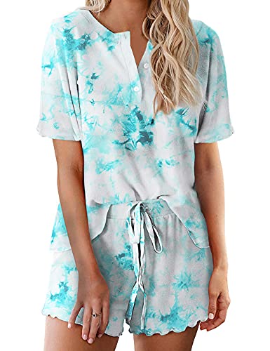 Image of Ekouaer Tie Dye Pajamas Set Womens Loungewear Sleepwear 2 Piece PJ Sets