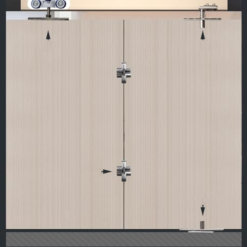 Herraje para puerta plegable, kit de riel para puerta bifold, construcción en aleación de zinc y nylon, diseño reforzado para, sistema de polea con rodamiento suave, bisagra Se miniatura 7